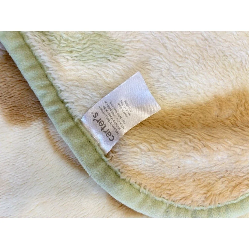 Vtg Carter's MONKEY Blue Birds Palm Trees Jungle Yellow Fleece Baby Blanket Luxe